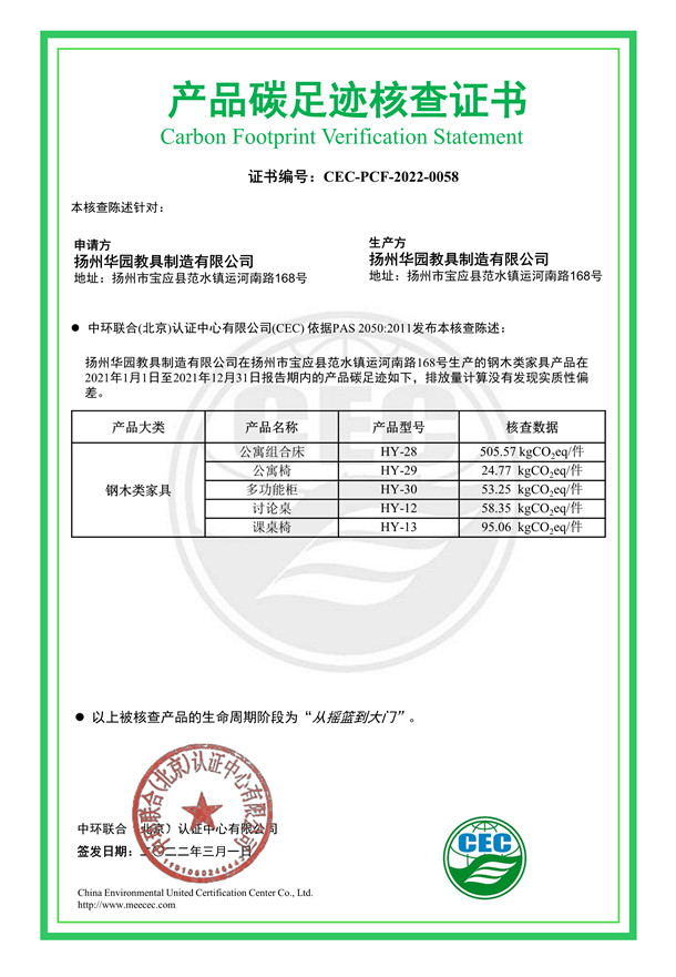 揚州華園教具制造有限公司-CEC-PCF-2022-0058